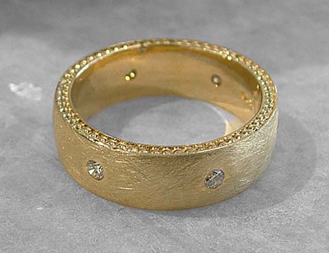 custom gold diamond mens wedding ring