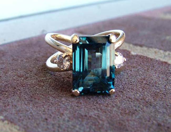 London blue topaz and lab grown diamond ring