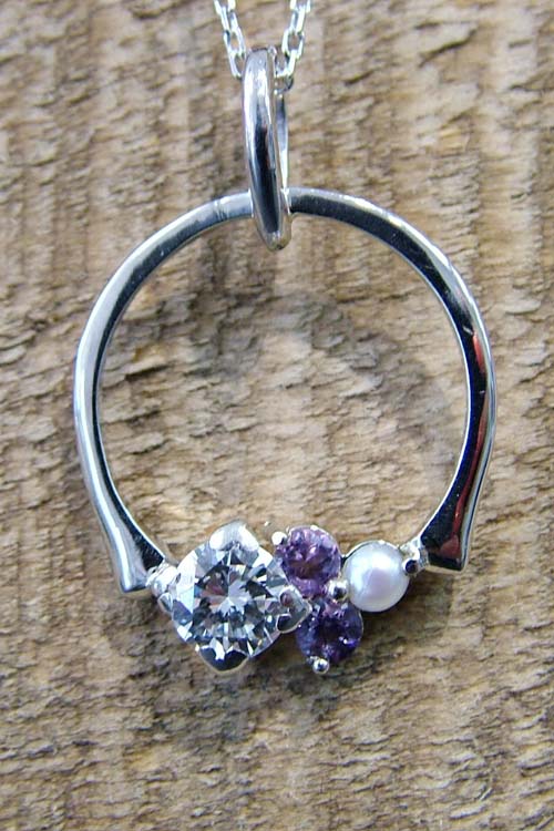 custom diamond and pearl pendant