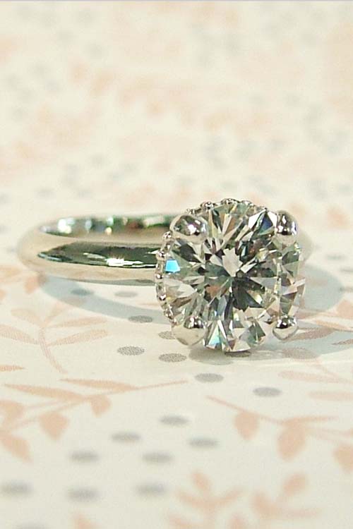 round lab grown diamond hidden halo engagement ring