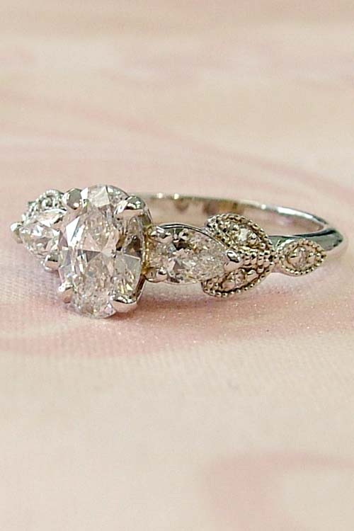 vintage lab grown diamond engagement ring