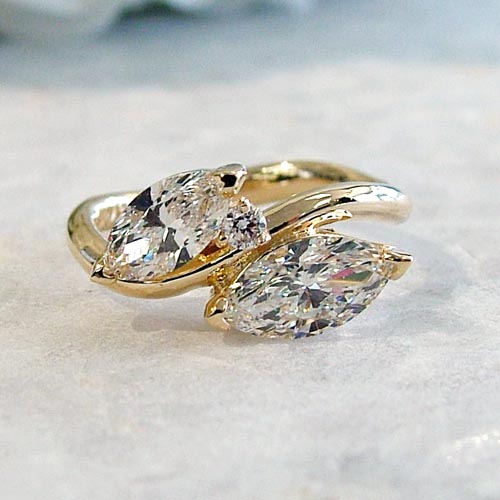 custom gold two stone engagement ring