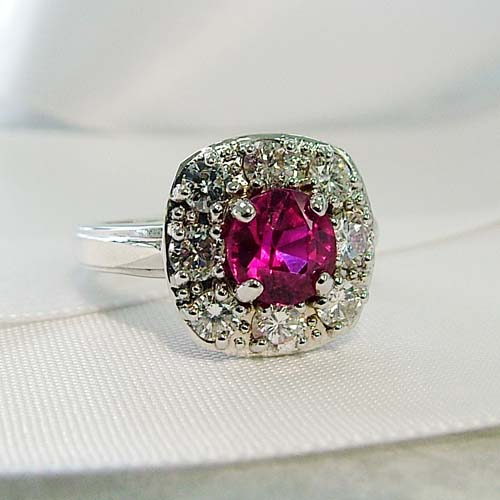 custom gemstone engagement ring with silver band