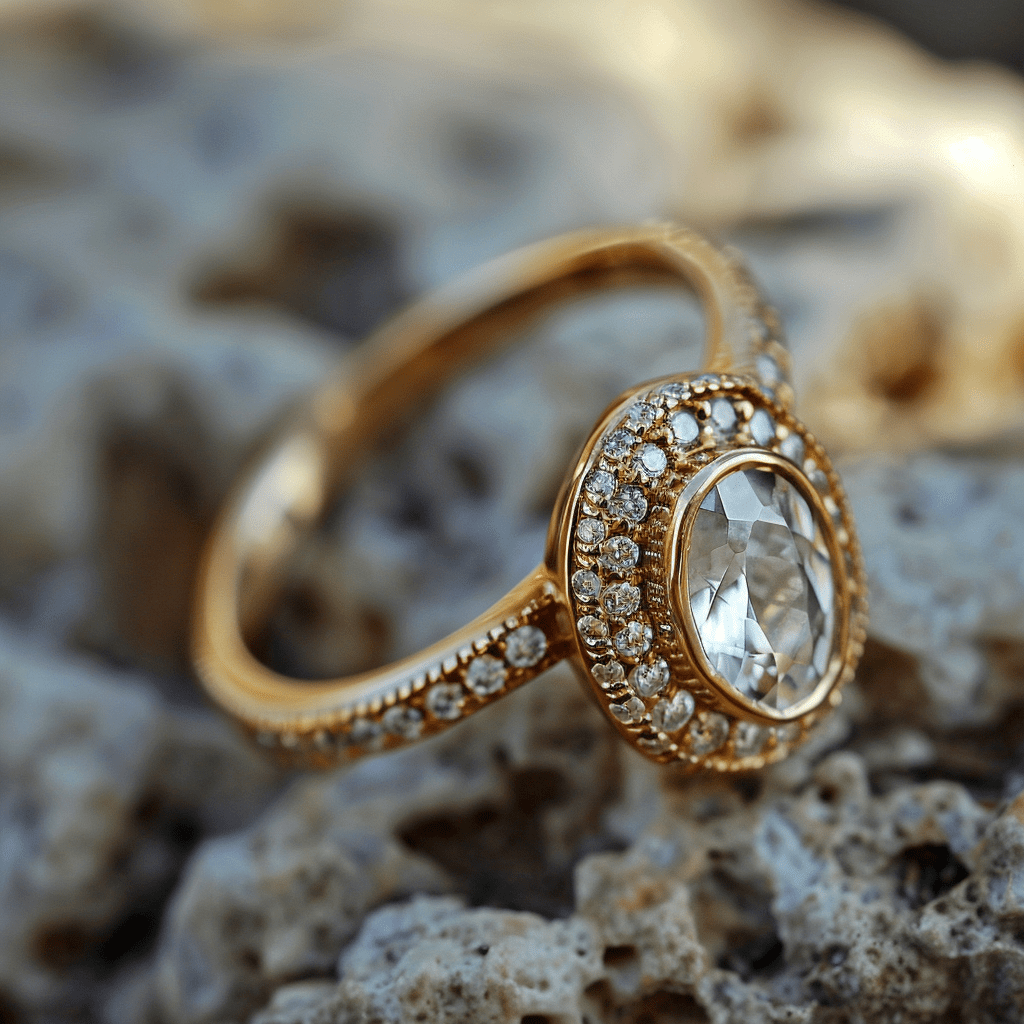 bezel setting simple engagement ring 