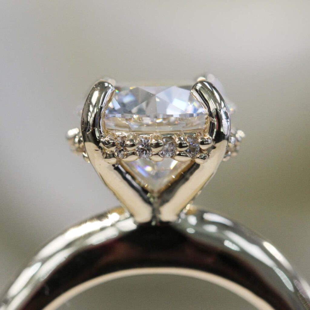 lab diamond engagement ring with hidden halo
