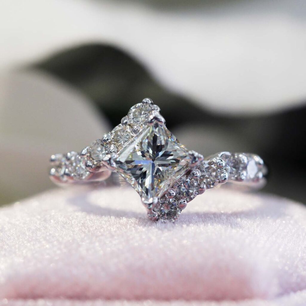 princess cut lab diamond engagement ring
