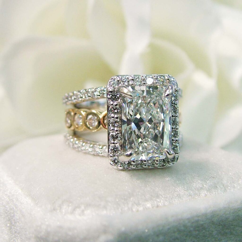 halo radiant engagement ring